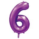 Luftballon -Zahl 6- Violett Satin Folie ca 86cm