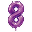 Luftballon -Zahl 8- Violett Satin Folie ca 86cm