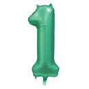 Luftballon -Zahl 1- Grün Satin Folie ca 86cm