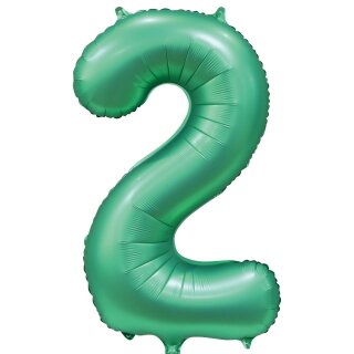 Globos Folienballon -Zahl 2- Grün Folie 86cm-1St