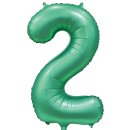 Globos Folienballon -Zahl 2- Grün Folie 86cm-1St