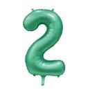 Luftballon -Zahl 2- Grün Satin Folie ca 86cm