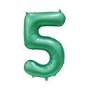 Luftballon -Zahl 5- Grün Seidenglanz Folie ca 86cm