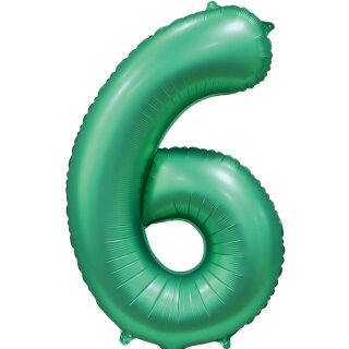Globos Folienballon -Zahl 6- Grün Folie 86cm-1St