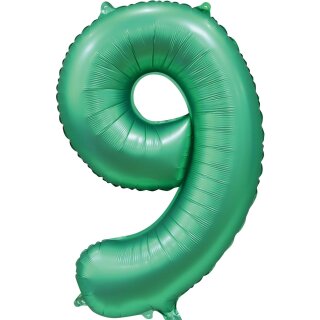 Globos Folienballon -Zahl 9- Grün Folie 86cm-1St