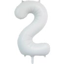 Luftballon -Zahl 2- Weiß Satin Folie ca 86cm