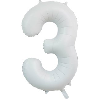 Luftballon -Zahl 3- Weiß Folie ca 86cm