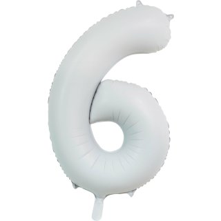 Luftballon -Zahl 6- Weiß Folie ca 86cm
