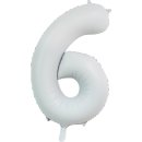 Luftballon -Zahl 6- Weiß Seidenglanz Folie ca 86cm