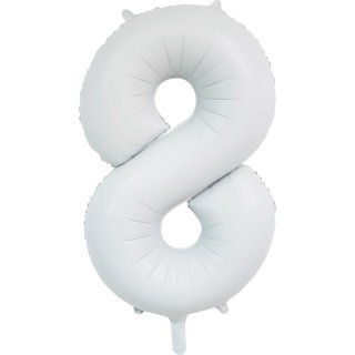Luftballon -Zahl 8- Weiß Folie ca 86cm