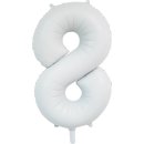 Luftballon -Zahl 8- Weiß Satin Folie ca 86cm