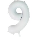Luftballon -Zahl 9- Weiß Satin Folie ca 86cm