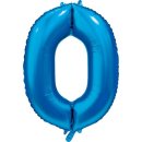 Luftballon -Zahl 0- Blau Satin Folie ca 86cm