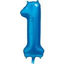 Luftballon Zahl 1 Blau Seidenglanz Folie ca 86cm