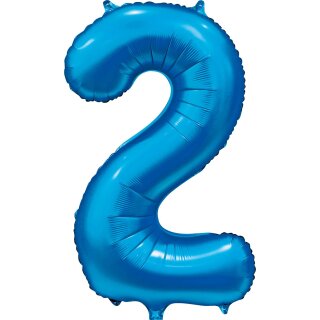 Globos Folienballon -Zahl 2- Blau Folie 86cm-1St