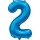 Globos Folienballon -Zahl 2- Blau Folie 86cm-1St