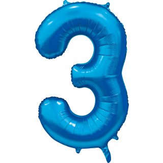 Luftballon -Zahl 3- Blau Folie ca 86cm