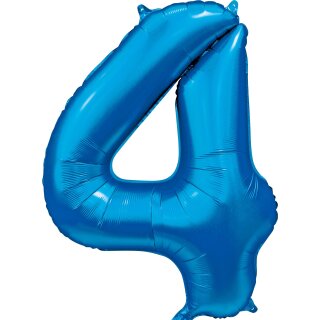 Globos Folienballon -Zahl 4- Blau Folie 86cm-1St