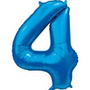 Globos Folienballon -Zahl 4- Blau Folie 86cm-1St