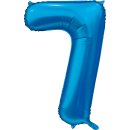 Luftballon -Zahl 7- Blau Satin Folie ca 86cm