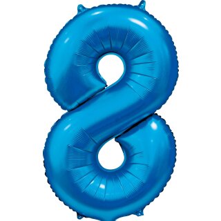 Globos Folienballon -Zahl 8- Blau Folie 86cm-1St