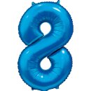 Globos Folienballon -Zahl 8- Blau Folie 86cm-1St