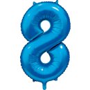 Luftballon -Zahl 8- Blau Satin Folie ca 86cm