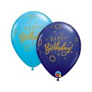 25 Luftballons Happy Birthday Blau und Dunkelblau...