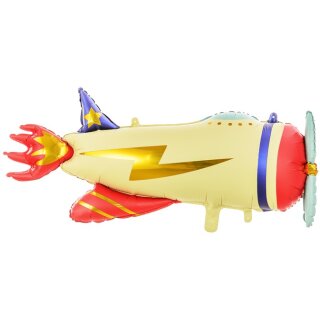 Partydeco Folienballon Flugzeug Gelb 91cm-1St