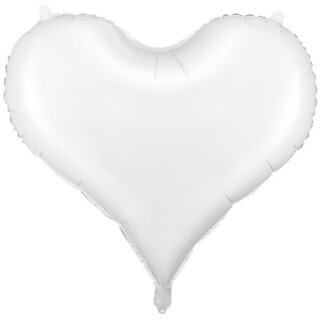 Partydeco Folienballon Herz Weiß Jumbo  ø75cm-1St