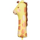 Luftballon -Zahl 1- Giraffe Folie-Jumbo 90cm