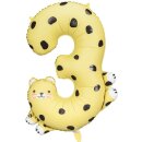Partydeco Folienballon -Zahl 3- Gepard 98cm-1St