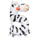 Partydeco Folienballon -Zahl 5- Zebra 91cm-1St
