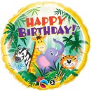 Luftballon Happy Birthday Dschungeltiere Folie ø46cm
