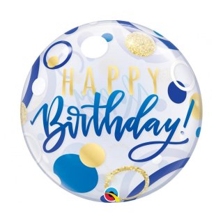 Luftballon Happy Birthday Blau Bubble Folie ø56cm