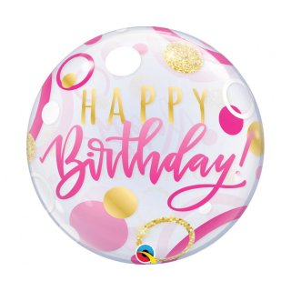 Luftballon Happy Birthday Pink Bubble Folie ø56cm