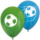8 Luftballons Fußball Blau Grün ø30cm