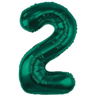 Godan Folienballon -Zahl 2- Grün-Dunkelgrün Folie 85cm-1St