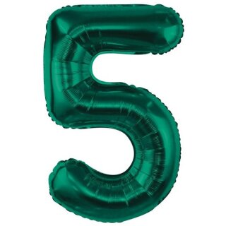 Godan Folienballon -Zahl 5- Grün-Dunkelgrün Folie 85cm-1St