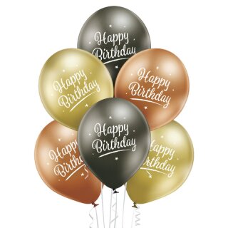 Belbal Premium Luftballon Happy Birthday Mix Glossy  ø30cm-6St