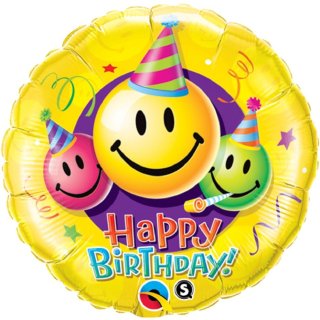 Luftballon Happy Birthday Smileys Folie ø46cm