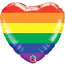 Luftballon Regenbogen Folie-Herz ø46cm Qualatex