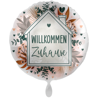 Luftballon Willkommen Zuhause Folie-Rund  ø71cm