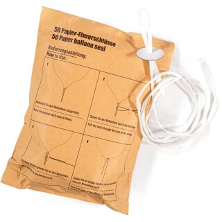 luftballonsDE Ballonverschluss ECO-Fix  Weiß mit Papierband ca 110cm-50St