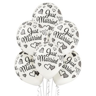 50 Luftballons Just Married Herzen Metallic ø30cm
