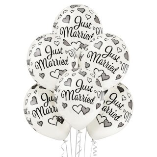 Belbal Premium Luftballon Just Married Herzen ø30cm Metallic-50St