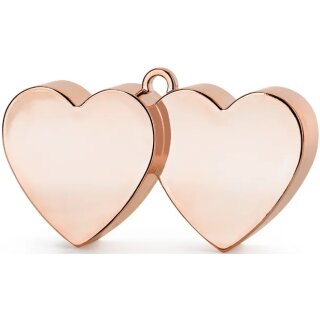 Partydeco Ballongewicht Doppelherz Rosegold 137g-1St