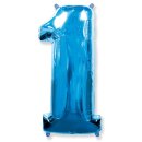 Flexmetal Folienballon -Zahl 1- Blau Folie 66cm-1St