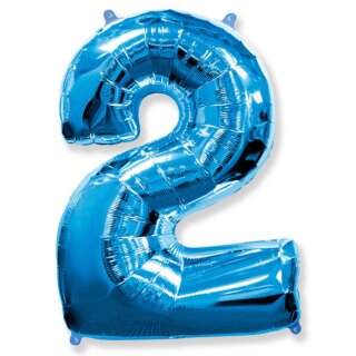 Flexmetal Folienballon -Zahl 2- Blau Folie 66cm-1St