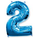Flexmetal Folienballon -Zahl 2- Blau Folie 66cm-1St